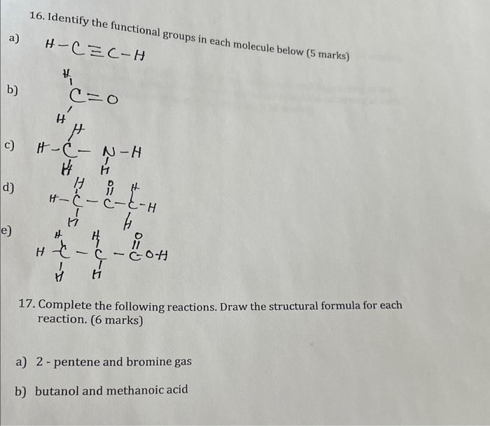 Solved 16. Identify The Functional Groups In Each Molecule | Chegg.com