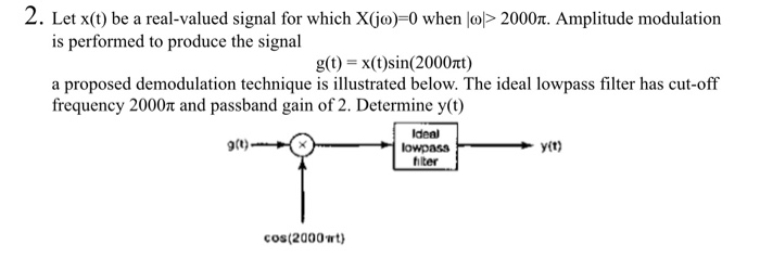 Solved 2 Let X T Be A Real Valued Signal For Which X Jo 0