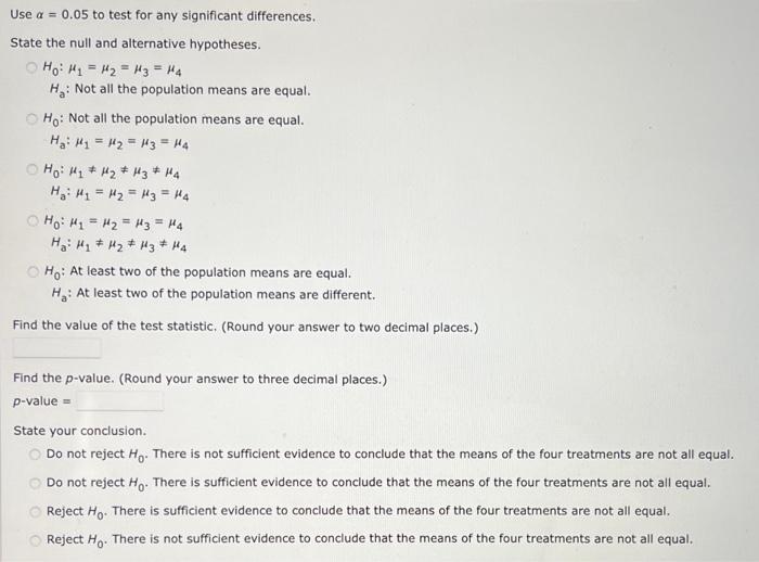 Solved use a =0.05 to test for a.fy significant | Chegg.com