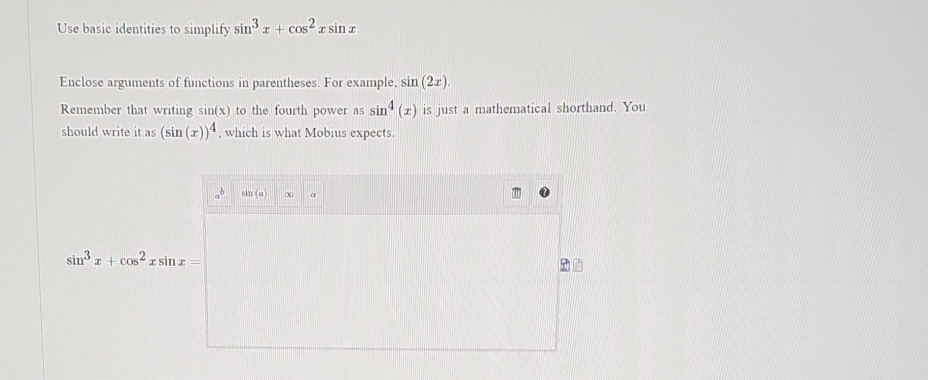 solved-use-basic-identities-to-simplify-sin3x-cos2xsinx-chegg