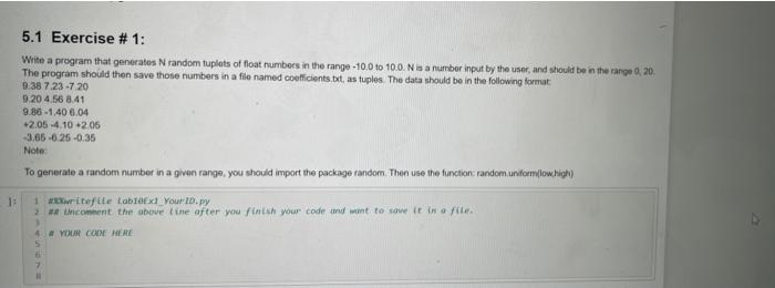 Solved 5.1 Exercise #1: Write a program that generates N | Chegg.com