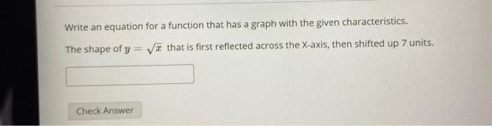 Solved Write an equation for a function that has a graph | Chegg.com
