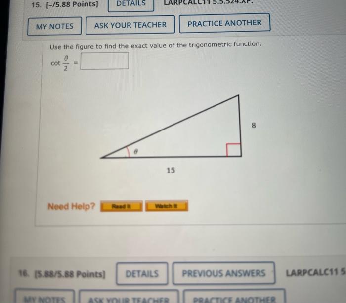 Solved Use The Figure To Find The Exact Value Of The | Chegg.com