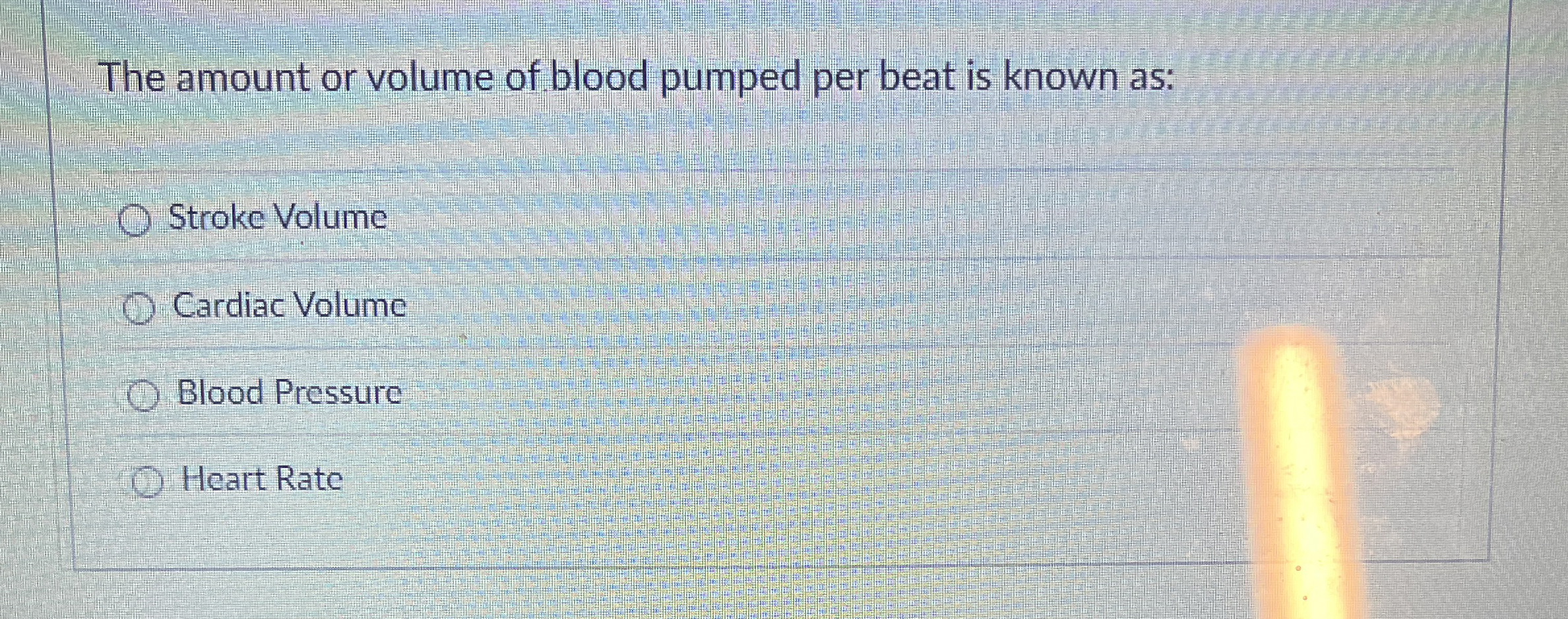Solved The amount or volume of blood pumped per beat is | Chegg.com