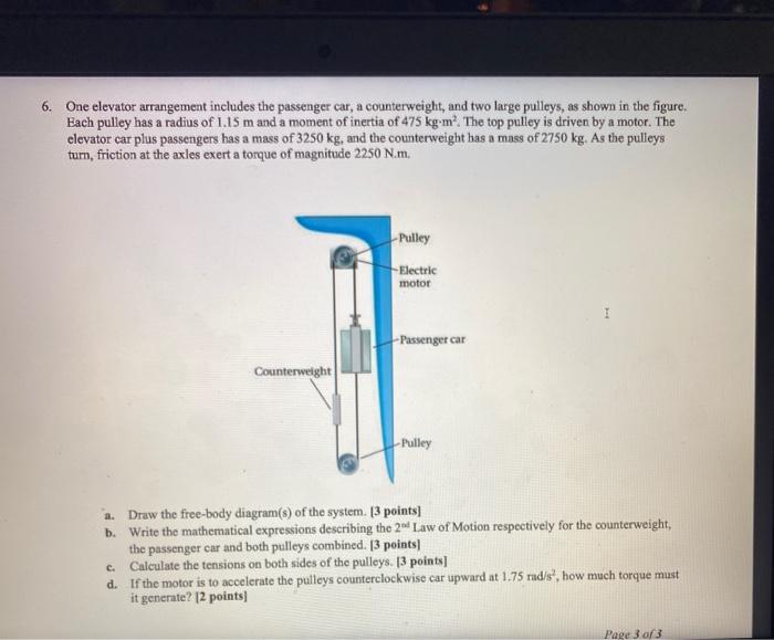 Solved 6. One Elevator Arrangement Includes The Passenger | Chegg.com