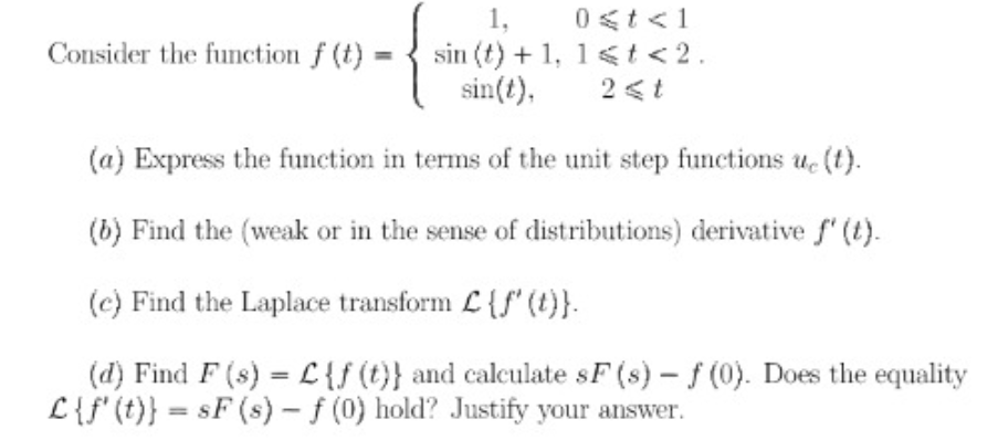 Solved Consider the function f(t) 1, 0 | Chegg.com