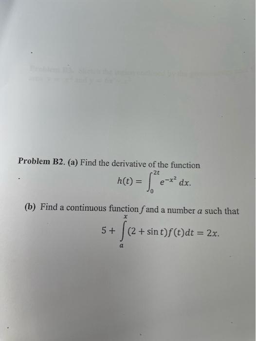 Solved Problem B2. (a) Find The Derivative Of The Function | Chegg.com