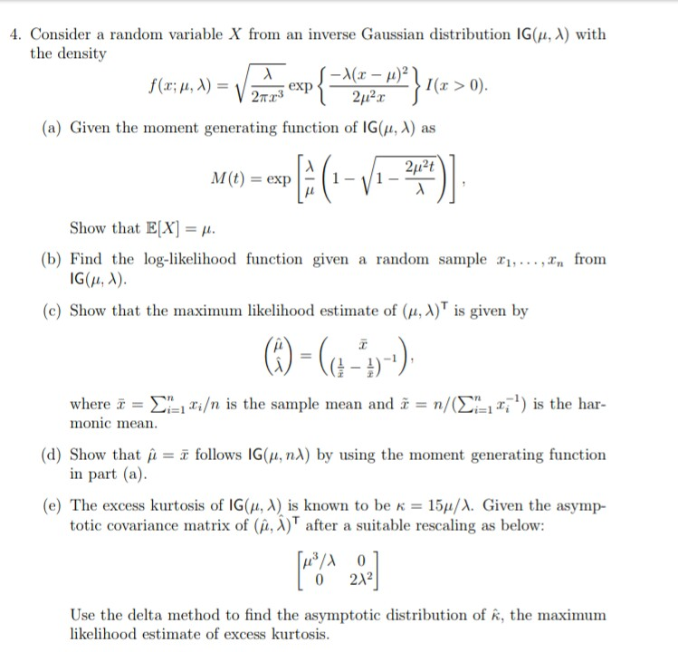 Solved 4. Consider a random variable X from an inverse | Chegg.com