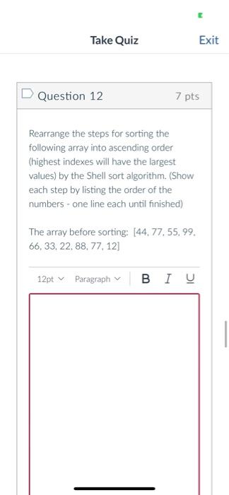 Solved Rearrange the steps for sorting the following array | Chegg.com