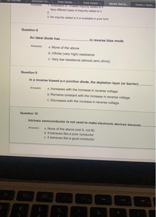 Solved B) YouTube Exams > Test Download L.Kn Order Details - | Chegg.com