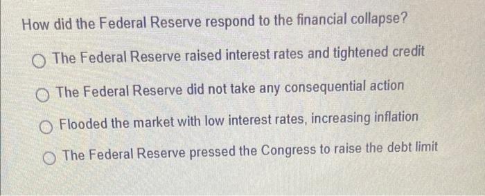 Solved How did the Federal Reserve respond to the financial | Chegg.com