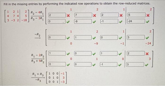 Solved Fill in the missing entries by performing the Chegg