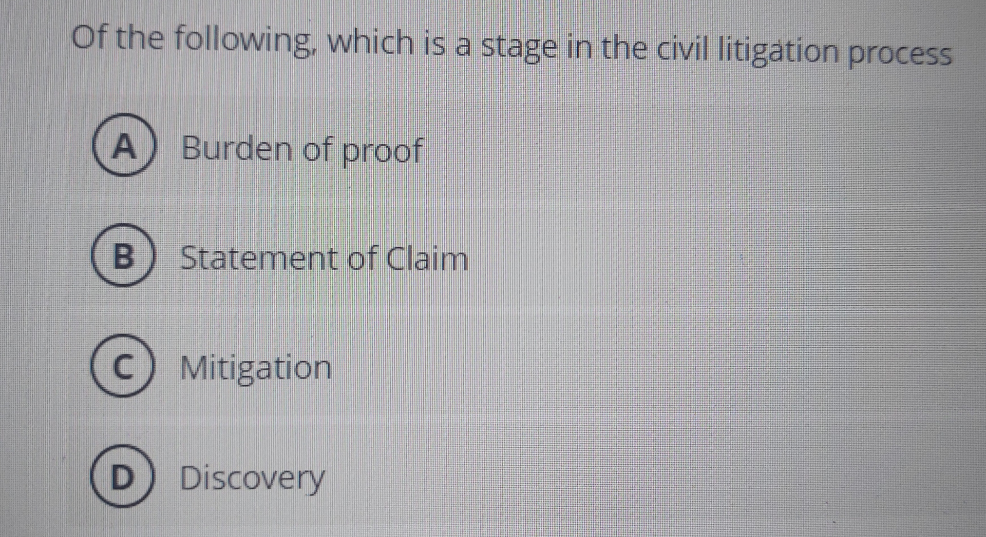 Solved Of the following, which is a stage in the civil | Chegg.com