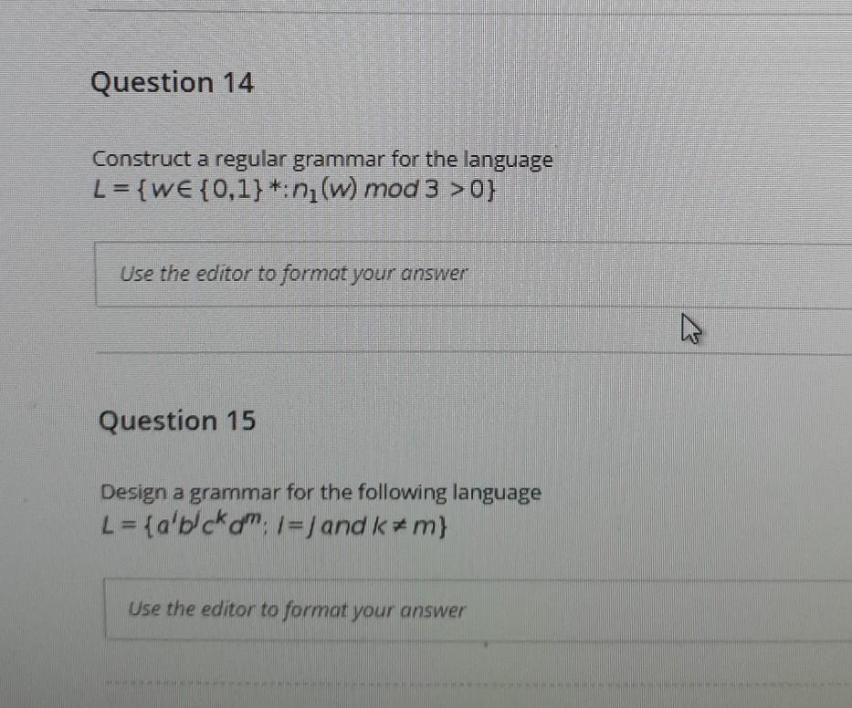 Solved Question 14 Construct A Regular Grammar For The La Chegg Com