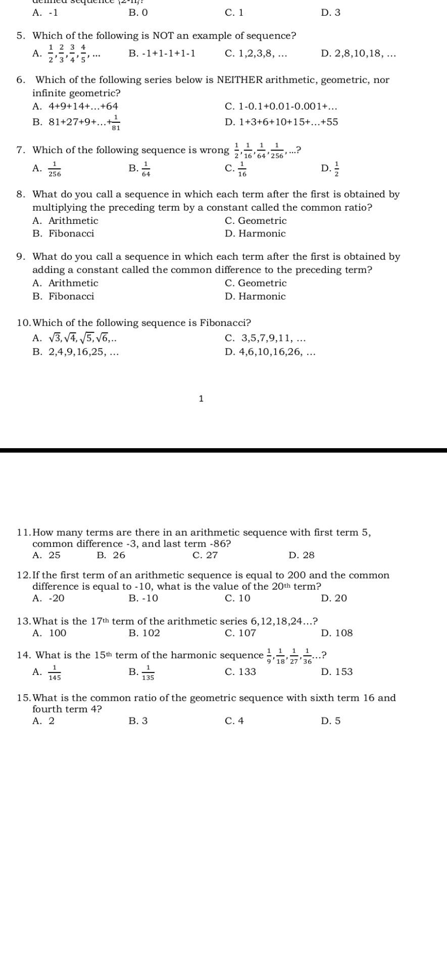 Solved Instruction Choose The Letter Of The Correct Answers Chegg Com