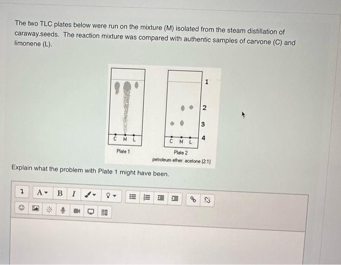 Solved The two TLC plates below were run on the mixture (M)