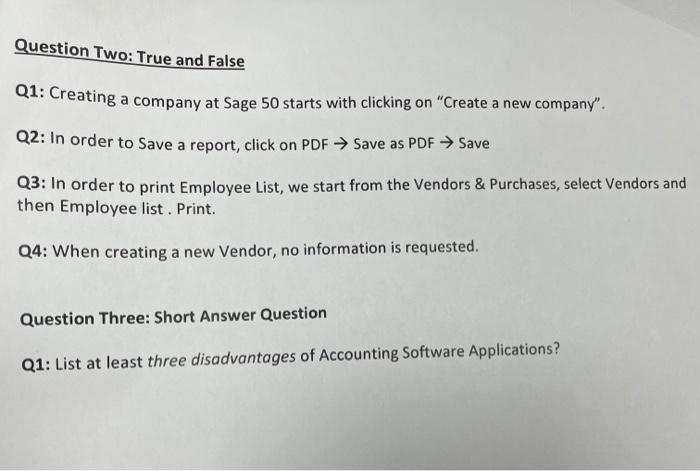 solved question two true and false q1 creating a company chegg com