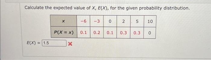 Solved Calculate the expected value of X,E(X), for the given | Chegg.com