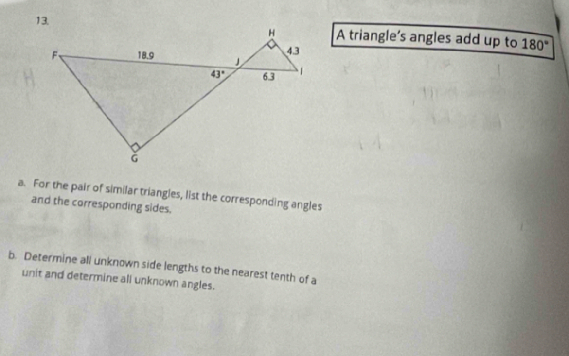 Solved A triangle's angles add up to 180°a. ﻿For the pair of | Chegg.com