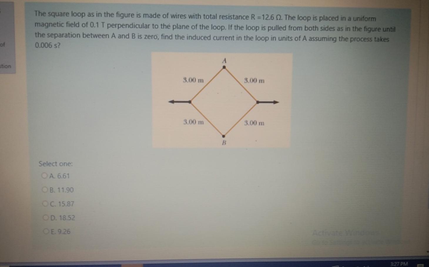 Solved The square loop as in the figure is made of wires | Chegg.com