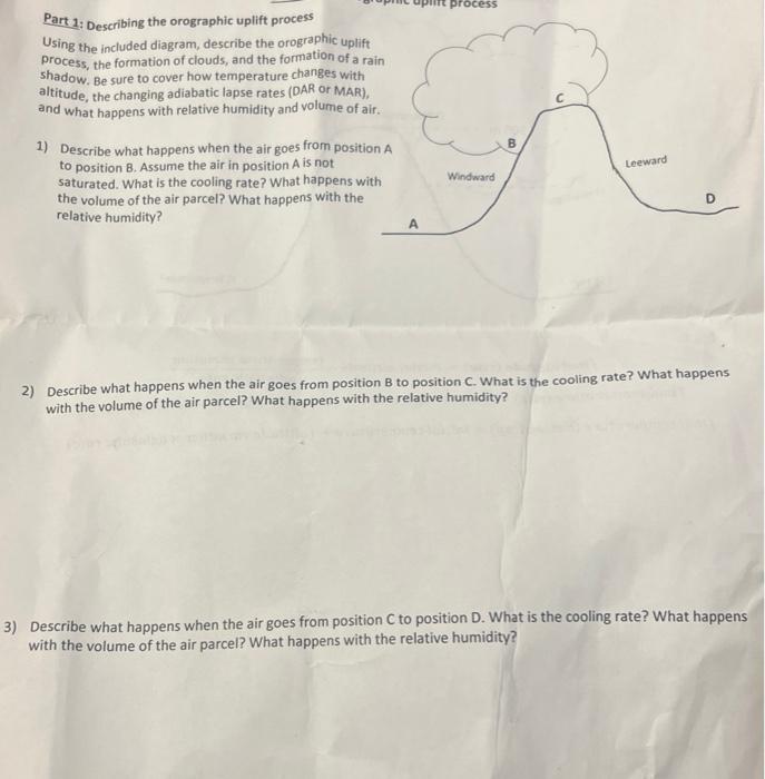 Solved Part 1: Describing the orographic uplift process | Chegg.com