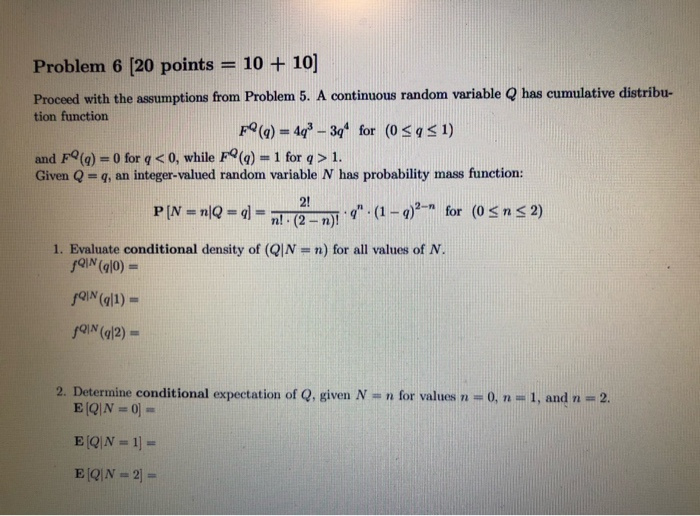 Solved Problem 6 (20 points = 10 + 10) Proceed with the | Chegg.com
