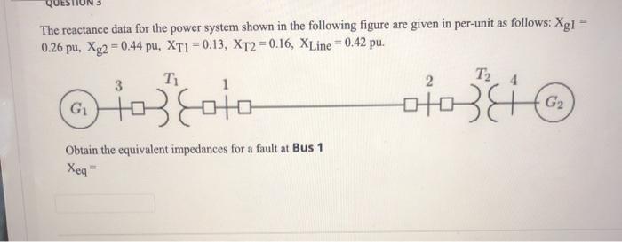 Solved The reactance data for the power system shown in the | Chegg.com