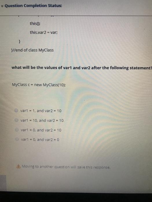 Solved Question Completion Status: Question 8 Given the | Chegg.com