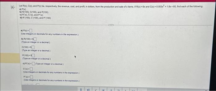 A P X B P 100 C 100 And P 100 C R X C X Chegg