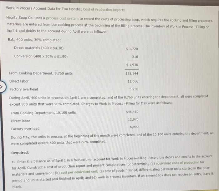 Solved Work in Process Account Data for Two Months; Cost of | Chegg.com