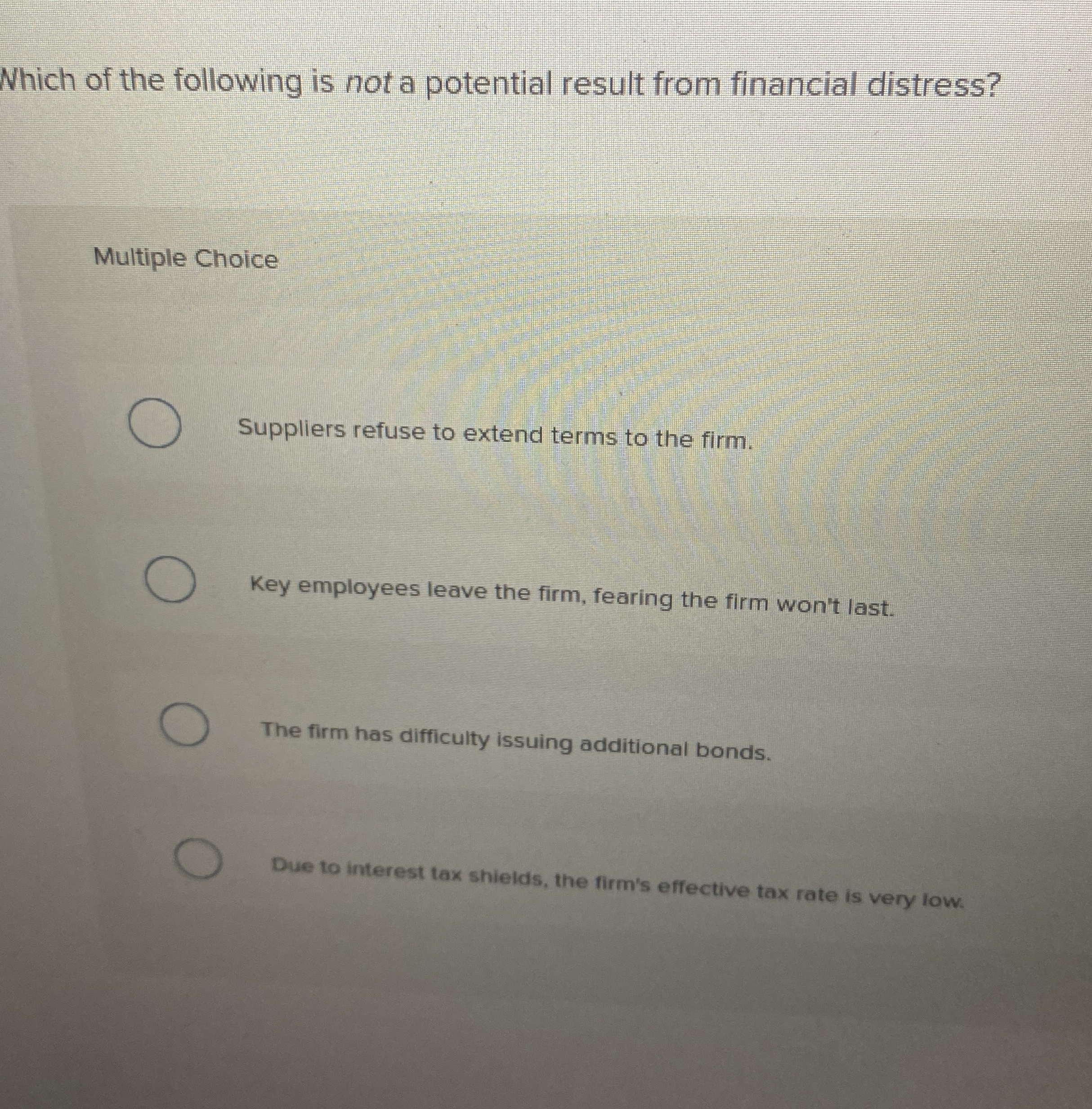 Solved Which of the following is not a potential result from | Chegg.com
