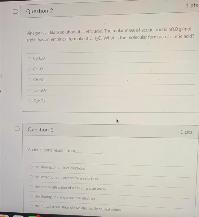 Solved Vinegar is a dilute solution of acetic acid. The