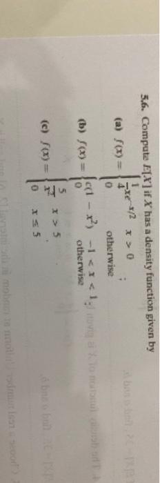 Solved 5.6. Compute E[X] if X has a density function given | Chegg.com