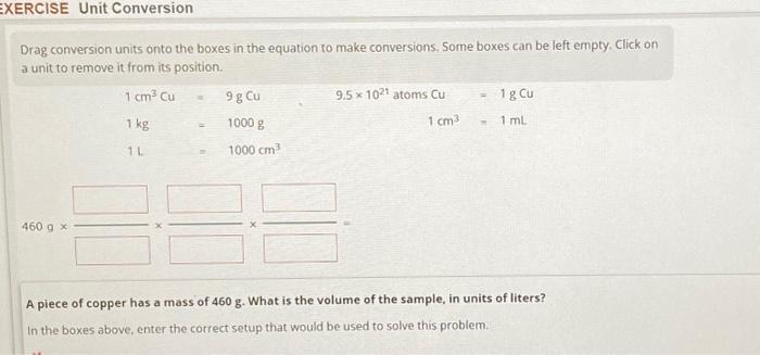 Solved Drag conversion units onto the boxes in the equation | Chegg.com