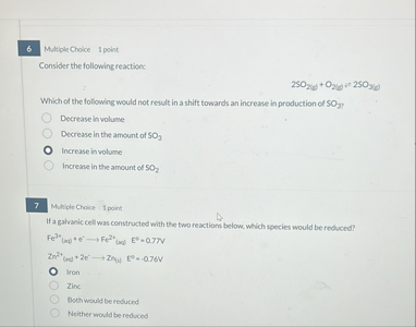 Solved 6 ﻿Multiple Choice 1 ﻿pointConsider the following | Chegg.com