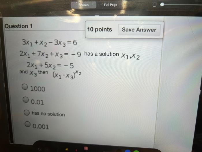 Solved 3x1+x2−3x3=6 2x1+7x2+x3=−9 Has A Solution X1,x2 | Chegg.com