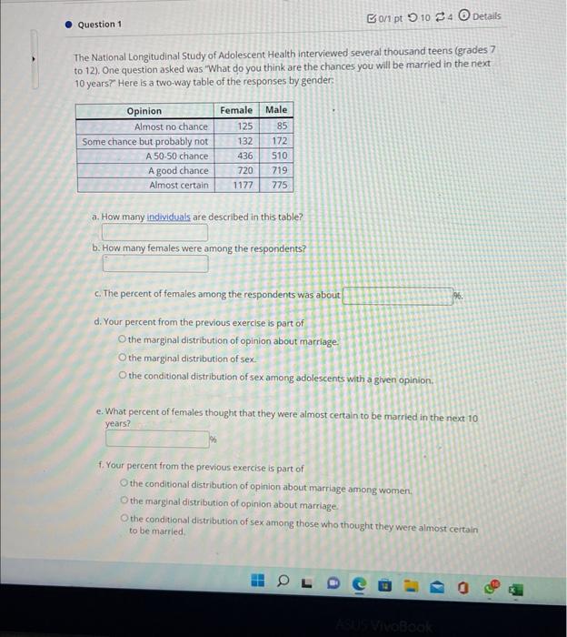 Solved The National Longitudinal Study of Adolescent Health
