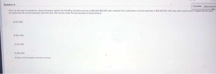 Solved Question 10 points Save Answer 10) in s first year of | Chegg.com