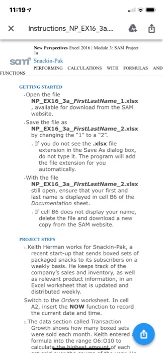 11:19 X Instructions_NP_EX16_3a... New Perspectives | Chegg.com