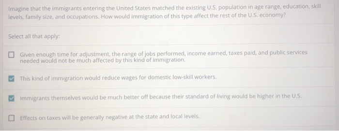 Solved Imagine that the immigrants entering the United | Chegg.com