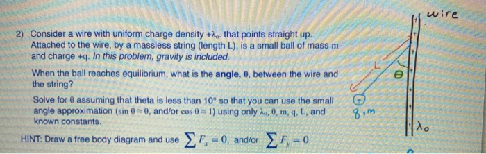 Solved wire 2) Consider a wire with uniform charge density + | Chegg.com