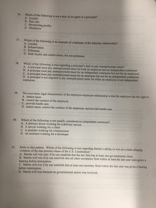 solved-36-which-of-the-following-is-not-a-duty-of-an-agent-chegg