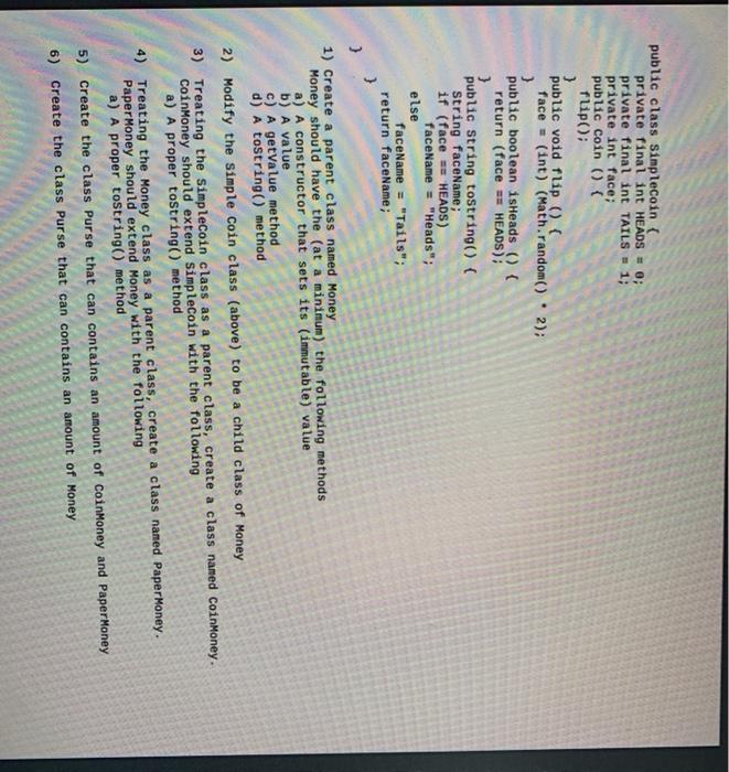 Solved public class SimpleCoin private final int HEADS = 0; | Chegg.com