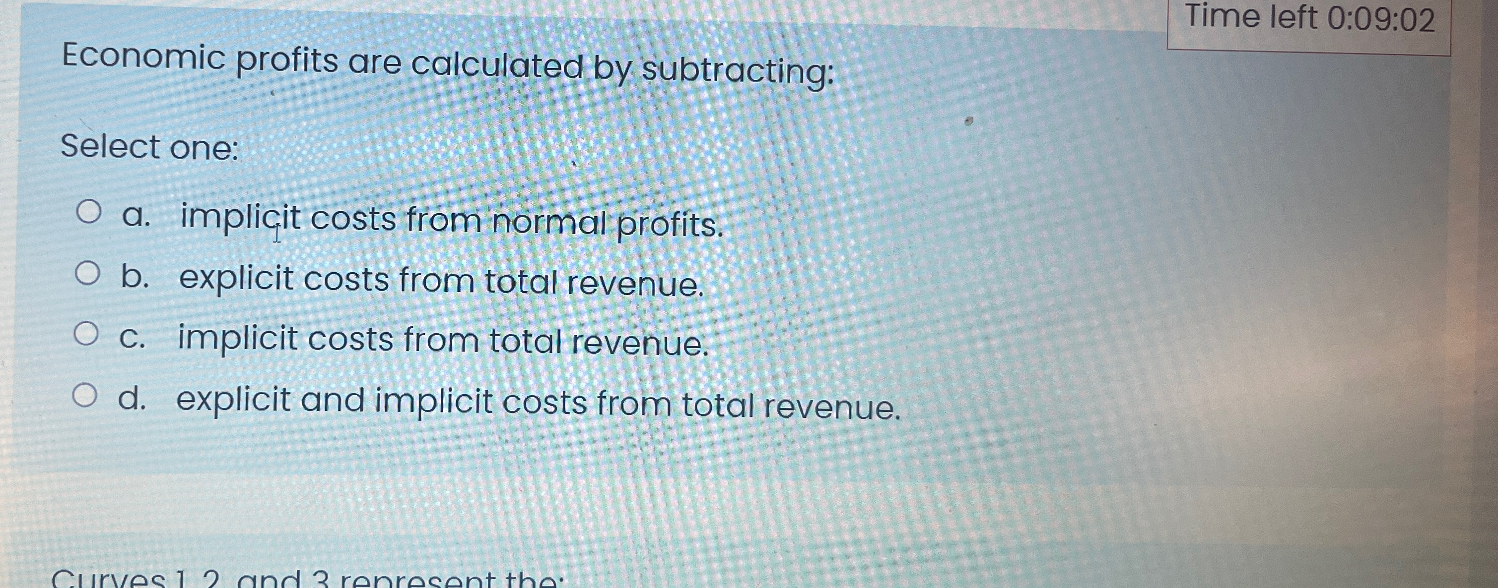 Solved Time left 0:09:02Economic profits are calculated by | Chegg.com