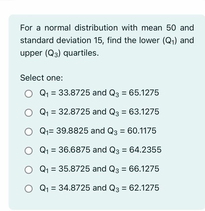 Solved For A Normal Distribution With Mean 50 And Standard | Chegg.com