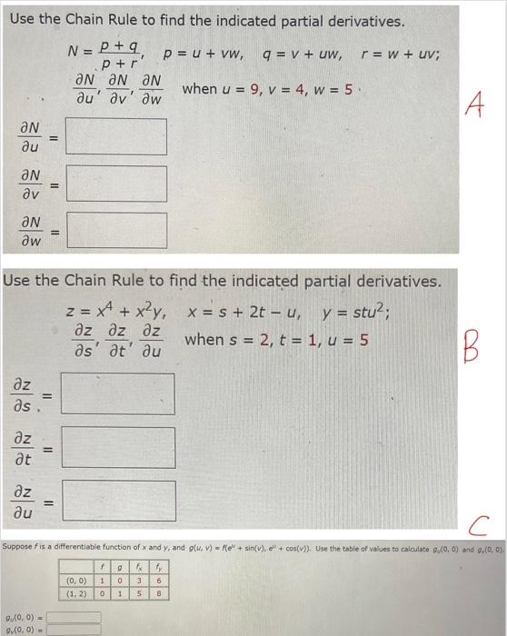 Solved Use the Chain Rule to find the indicated partial | Chegg.com