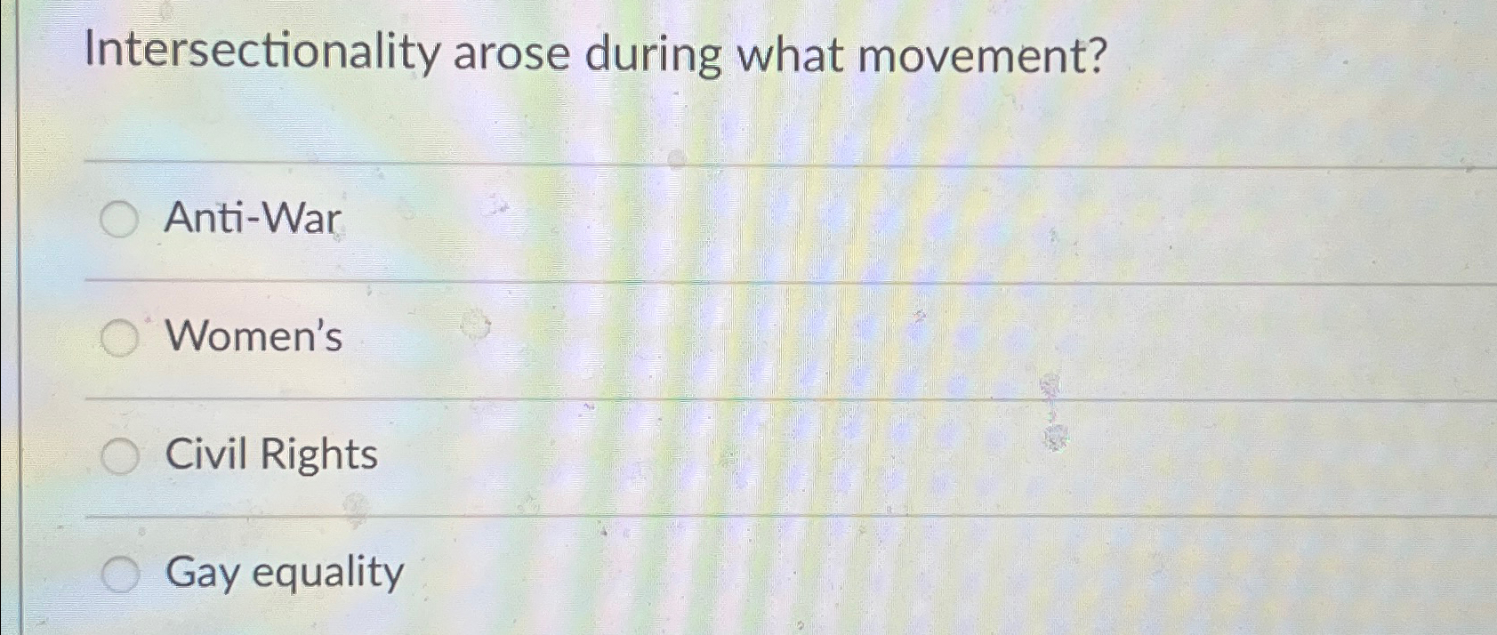 Solved Intersectionality arose during what | Chegg.com