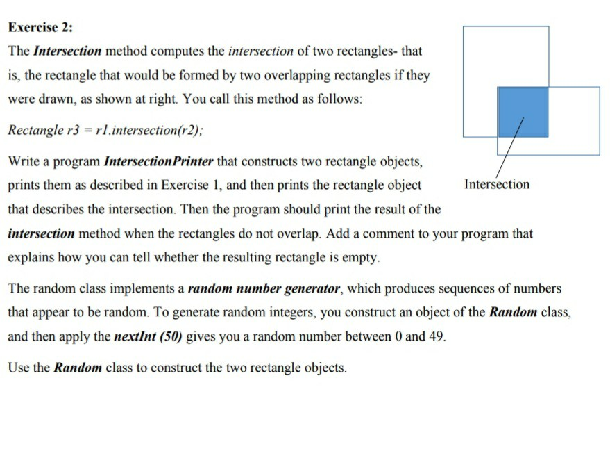 Solved Exercise 2: The Intersection method computes the | Chegg.com