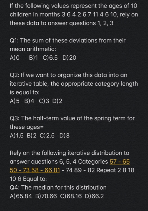 If The Following Values Represent The Ages Of 10 C Chegg Com