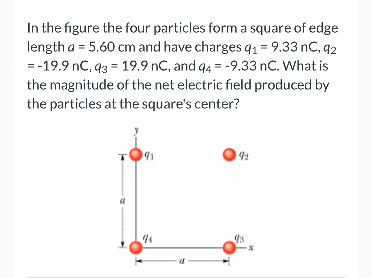 Solved In the figure the four particles form a square of | Chegg.com